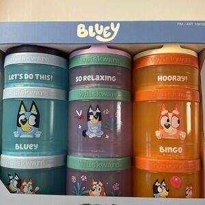 WHISKWARE-NIB. BLUEY Snack Stacks. 3Pk. BPA‎ & Phthalate-free. Dishwasher Safe.